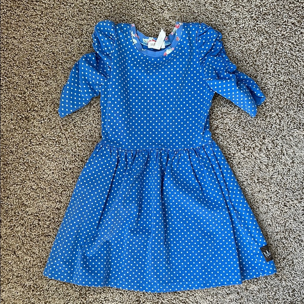 Matilda Jane Blue Sundress with 3/4 Puff Sleeves and Crew Neck